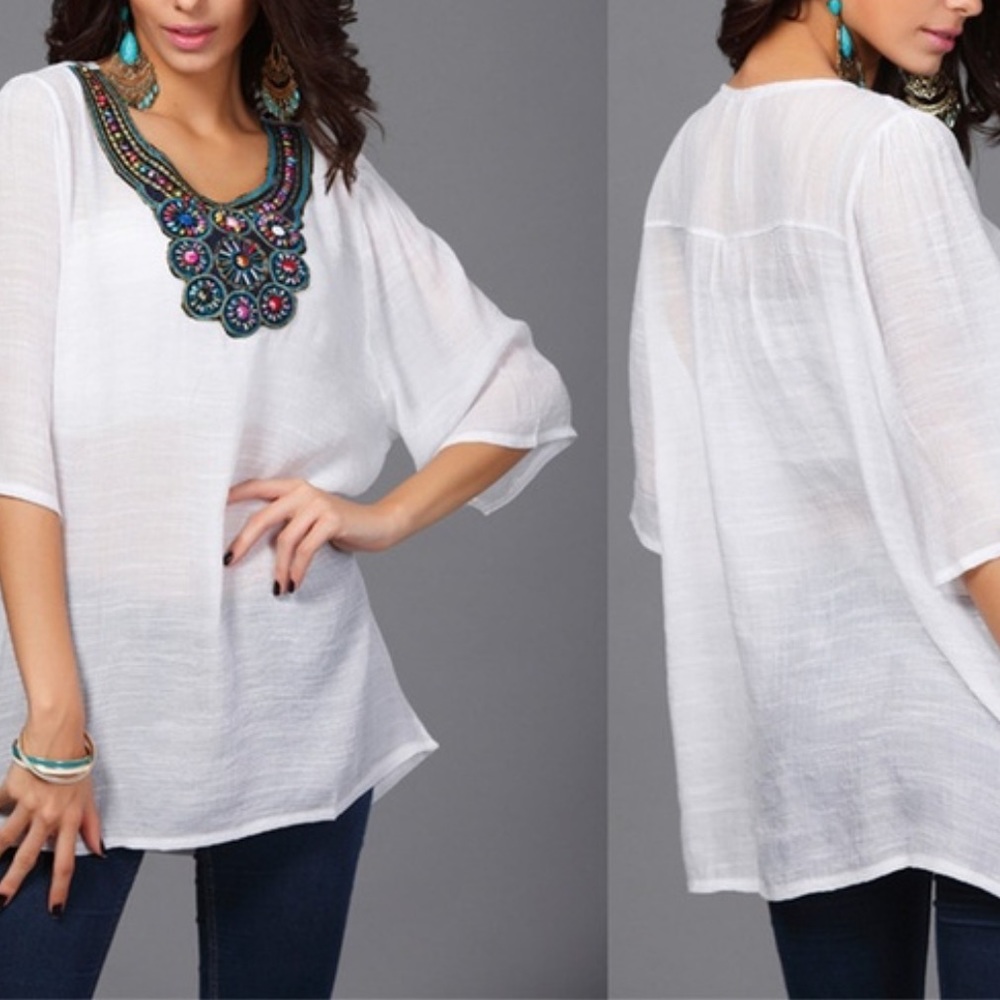 White Embroidered Top